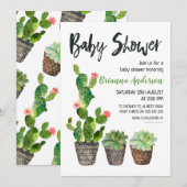 Uitnodiging tot Baby shower van Potted Cactus (Voorkant / Achterkant)