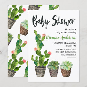 Uitnodiging tot Baby shower van Potted Cactus