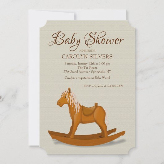 Uitnodiging tot Baby shower van Rocking Horse (Voorkant)