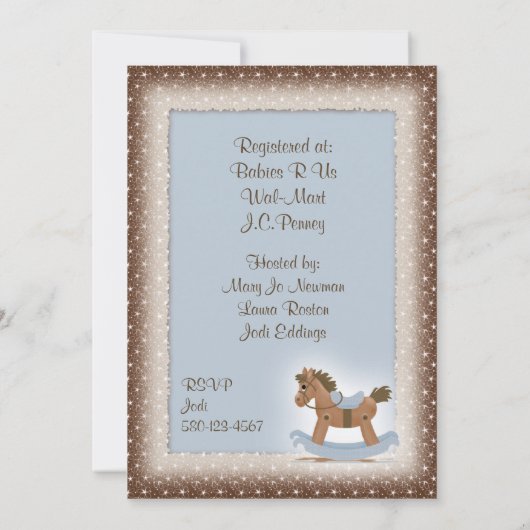 Uitnodiging tot Baby shower van Rocking Horse (Achterkant)