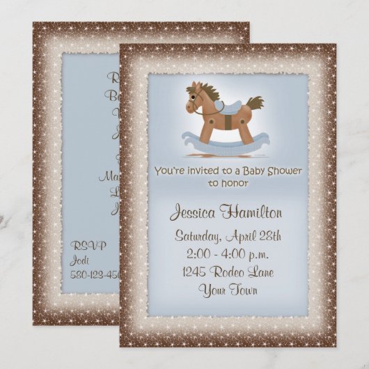 Uitnodiging tot Baby shower van Rocking Horse (Voorkant / Achterkant)