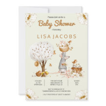 Uitnodiging tot Baby shower van Rustic Bird Mouse 