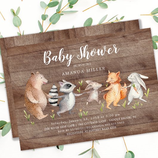 Uitnodiging tot Baby shower van Rustic Forest Frie