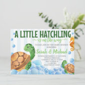 Uitnodiging tot Baby shower van schildpad (Staand voorkant)