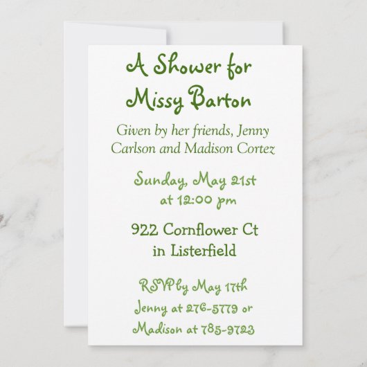 Uitnodiging tot Baby shower van snoepgoed (Achterkant)