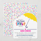 Uitnodiging tot Baby shower van sprintjes, regenin (Voorkant / Achterkant)