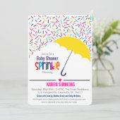 Uitnodiging tot Baby shower van sprintjes, regenin (Staand voorkant)