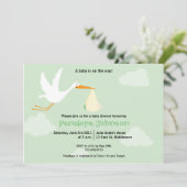 Uitnodiging tot Baby shower van Stork - Jongen/Mei (Staand voorkant)