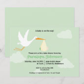 Uitnodiging tot Baby shower van Stork - Jongen/Mei (Voorkant / Achterkant)