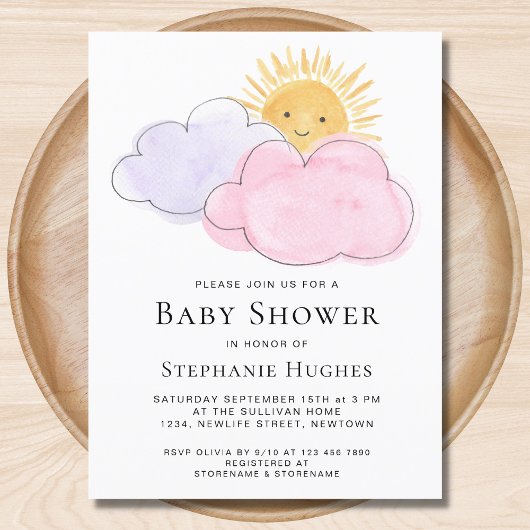 Uitnodiging tot Baby shower van Sunshine and Cloud