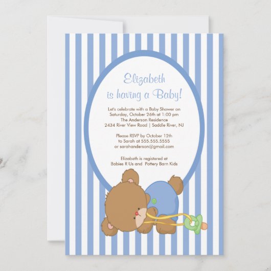 Uitnodiging tot Baby shower van Sweet Teddy Bear B (Voorkant)
