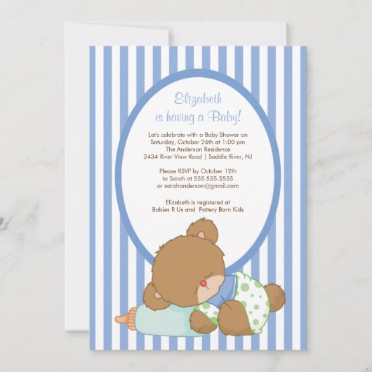 Uitnodiging tot Baby shower van Sweet Teddy Bear B (Voorkant)