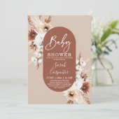 Uitnodiging tot Baby shower van Terracotta Pampas (Staand voorkant)