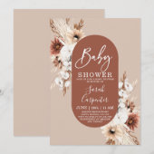 Uitnodiging tot Baby shower van Terracotta Pampas (Voorkant / Achterkant)