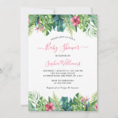 Uitnodiging tot Baby shower van Tropical Flowers (Voorkant)