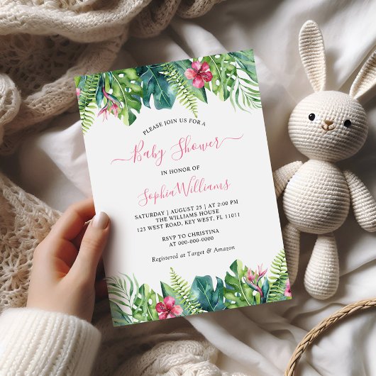 Uitnodiging tot Baby shower van Tropical Flowers