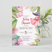 Uitnodiging tot Baby shower van Tropical Flowers (Staand voorkant)