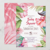 Uitnodiging tot Baby shower van Tropical Flowers (Voorkant / Achterkant)