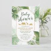 Uitnodiging tot Baby shower van Tropical Safari (Staand voorkant)