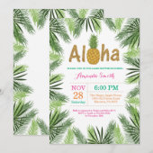 Uitnodiging tot Baby shower van tropische ananasse (Voorkant / Achterkant)