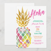 Uitnodiging tot Baby shower van tropische ananasse (Voorkant / Achterkant)