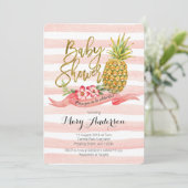 Uitnodiging tot Baby shower van tropische ananasse (Staand voorkant)