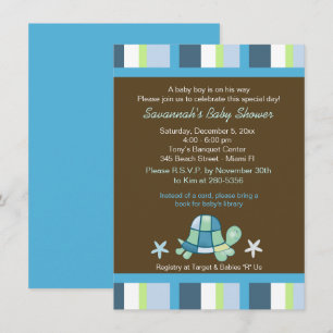 Uitnodiging tot Baby shower van Turtle Bay Stripes