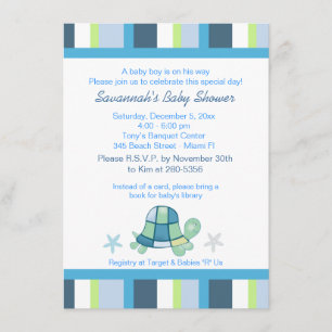 Uitnodiging tot Baby shower van Turtle Bay Stripes