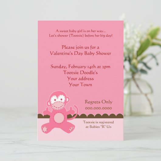 Uitnodiging tot Baby shower van Valentijnsdag Part (Staand voorkant)