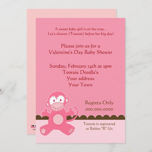 Uitnodiging tot Baby shower van Valentijnsdag Part (Voorkant / Achterkant)