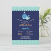 uitnodiging tot baby shower van walvis (Staand voorkant)