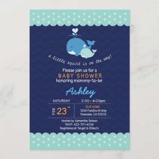 uitnodiging tot baby shower van walvis