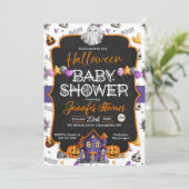 Uitnodiging tot Baby shower van Waterverf Hallowee (Staand voorkant)