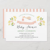 Uitnodiging tot Baby shower van Whimsical Stork (Voorkant / Achterkant)