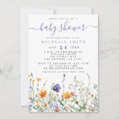 Uitnodiging tot Baby shower van wilde bloemen (Voorkant)