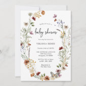 Uitnodiging tot Baby shower van wilde bloemen (Voorkant)