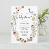 Uitnodiging tot Baby shower van wilde bloemen (Staand voorkant)