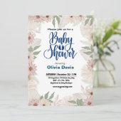 Uitnodiging tot Baby shower van wilde bloemen (Staand voorkant)