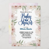 Uitnodiging tot Baby shower van wilde bloemen (Voorkant / Achterkant)
