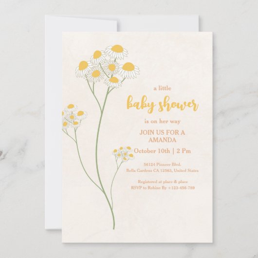 Uitnodiging tot Baby shower van wilde bloemen (Voorkant)