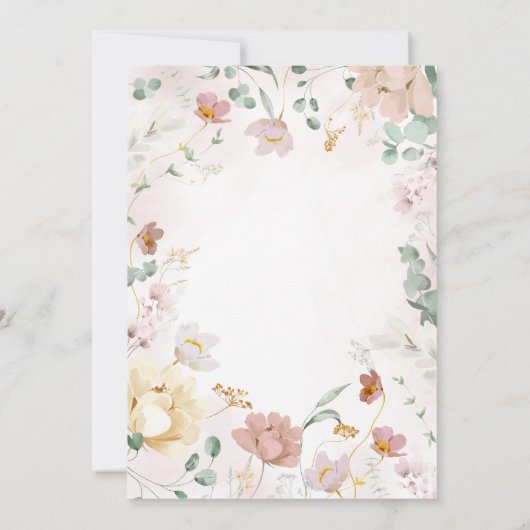 Uitnodiging tot Baby shower van wilde bloemen (Achterkant)