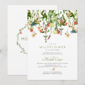 Uitnodiging tot Baby shower van wilde bloemen (Voorkant / Achterkant)