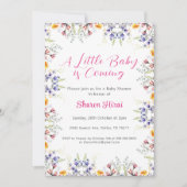 Uitnodiging tot Baby shower van wilde bloemen (Voorkant)