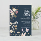 Uitnodiging tot Baby shower van wilde bloemen (Staand voorkant)