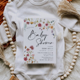 Uitnodiging tot Baby shower van wilde bloemen
