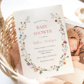 Uitnodiging tot Baby shower van wilde bloemen