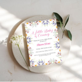 Uitnodiging tot Baby shower van wilde bloemen