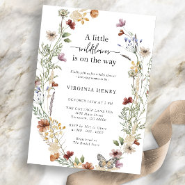 Uitnodiging tot Baby shower van wilde bloemen