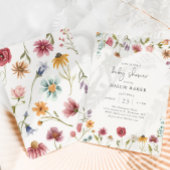 Uitnodiging tot Baby shower van wilde bloemen