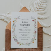 Uitnodiging tot Baby shower van wilde bloemen
